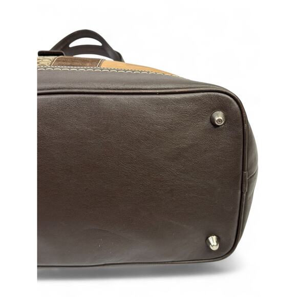 Coach Vintage Y2K Hampton Striped Suede & Canvas Satchel Bag - Picture 14 of 16